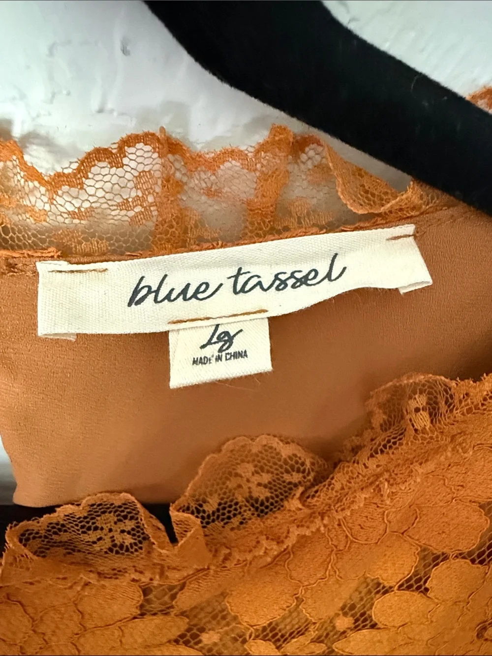 Lace Tiered Mini Dress in dusty/ rusty Orange color